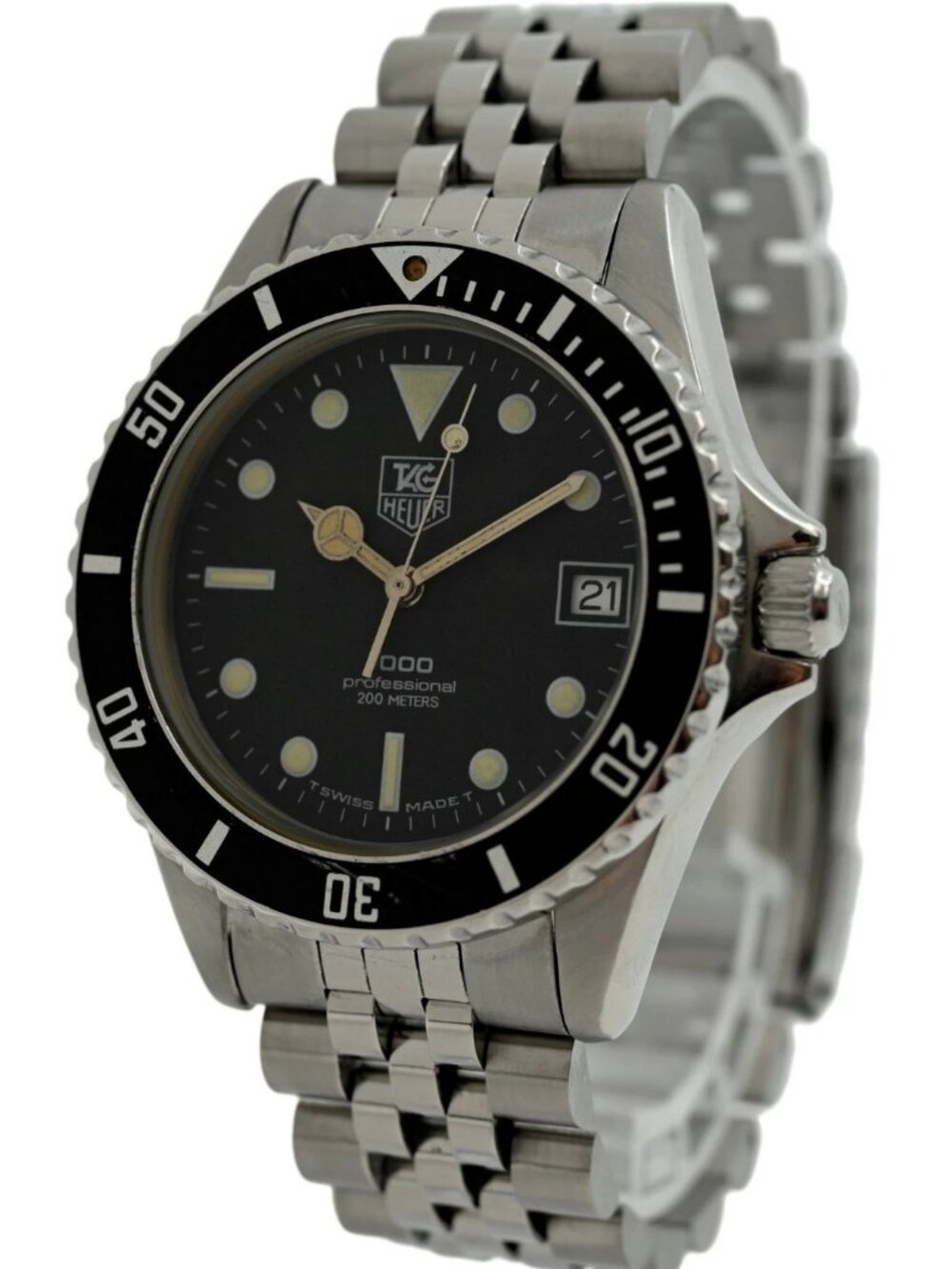Tag Heuer 37mm Men's 1000 Series Black Dial Stainless Steel Watch Ref 980.013 N!